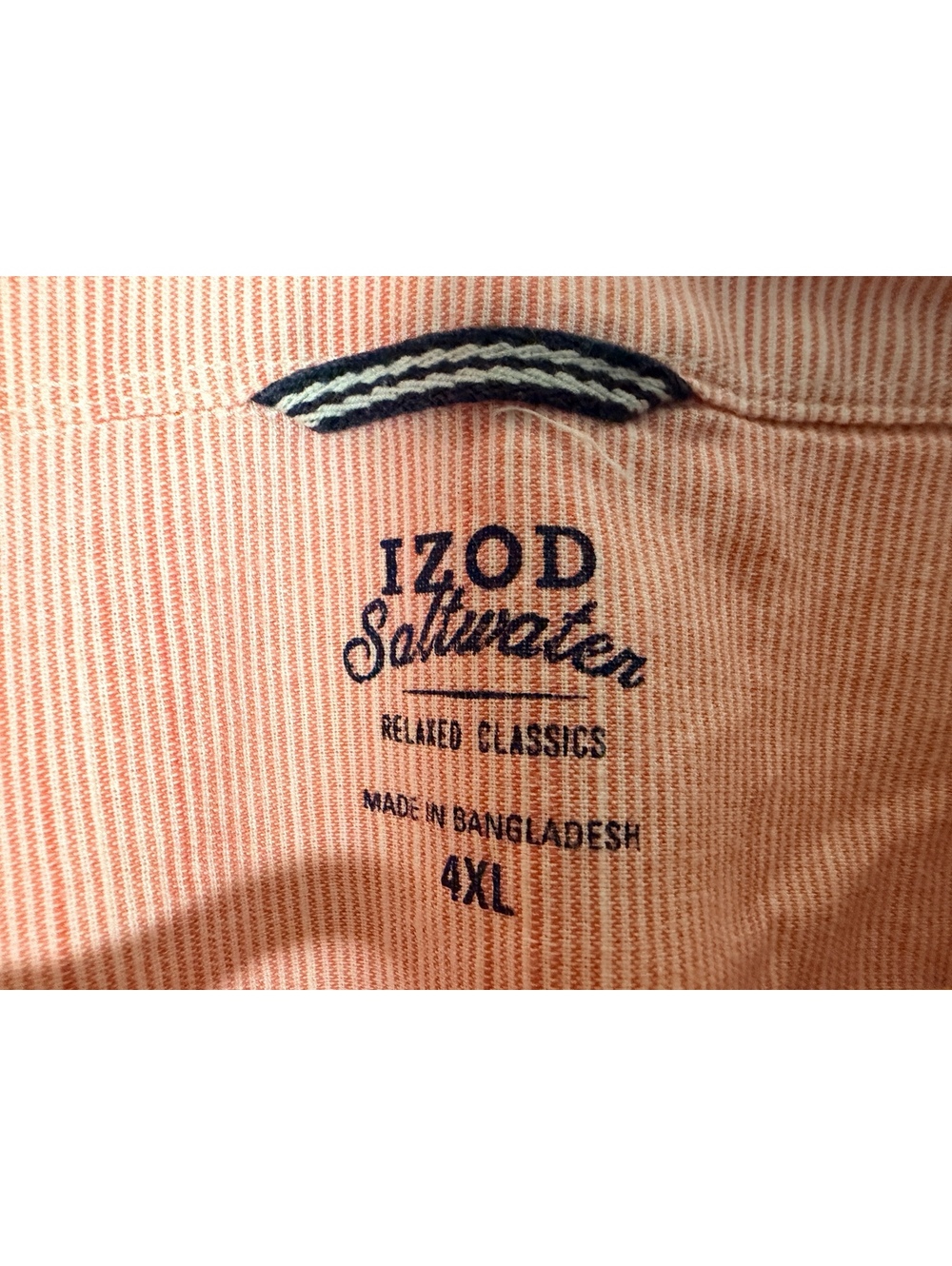 IZOD Saltwater Relaxed Classics Men's 4XL Pink Button-Up Shj - Picture 5 of 6